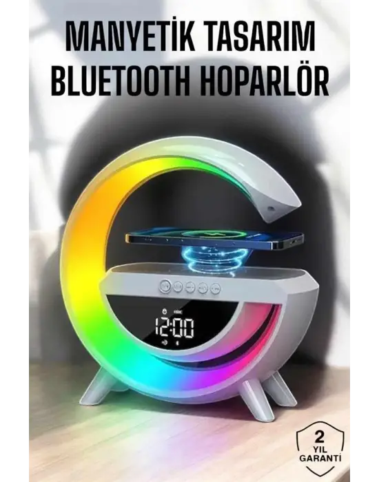Bluetooth Hoparlör Dijital Göstergeli Wireless Şarj Rgb Işıklı