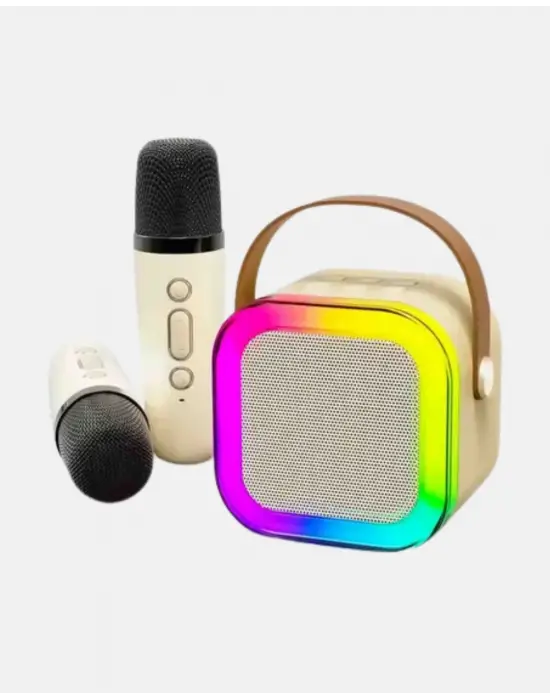 Bluetooth Karaoke Hoparlör Renkli Led Işıklı Ve Type-c Şarjlı
