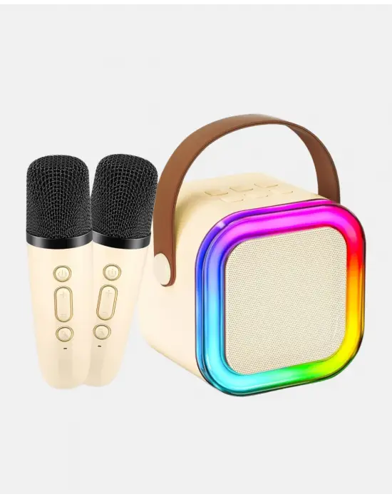 Bluetooth Karaoke Hoparlör Renkli Led Işıklı Ve Type-c Şarjlı