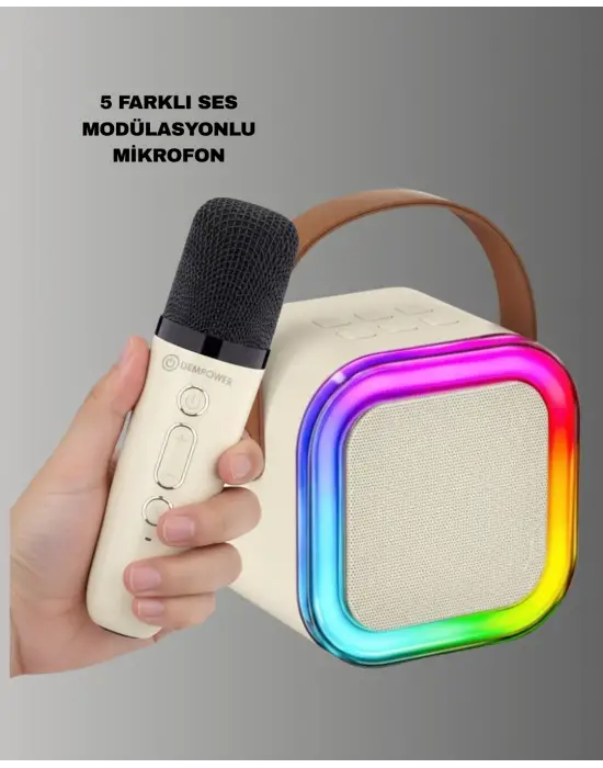 Bluetooth Karaoke Mikrofon Ve Hoparlör Seti Taşınabilir