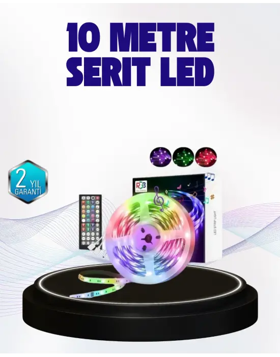 Bluetooth Kontrollü Smart Şerit Led 10m Sese Duyarlı Rgb Aydınlatma
