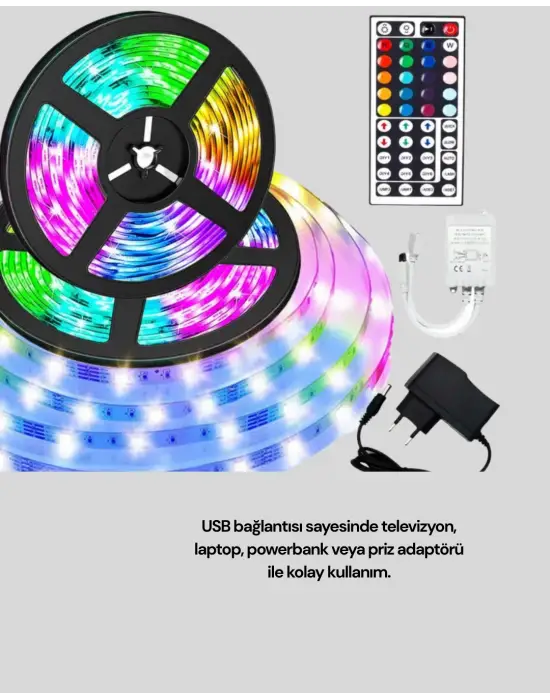 Bluetooth Kontrollü Smart Şerit Led 10m Sese Duyarlı Rgb Aydınlatma