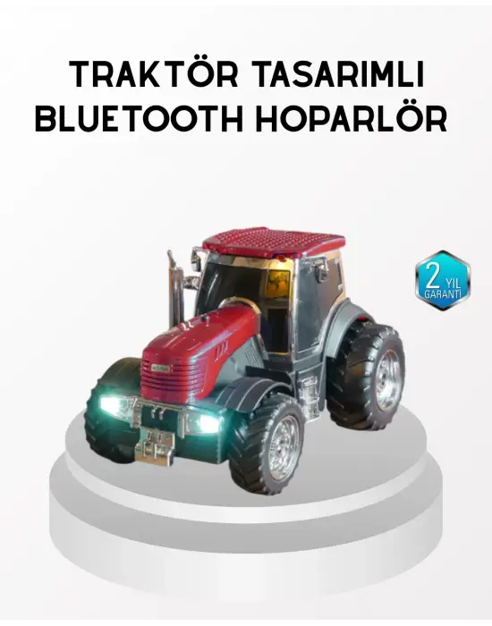 Bluetooth Nostaljik Traktör Hoparlör Led Işıklı 12w Güçlü Ses