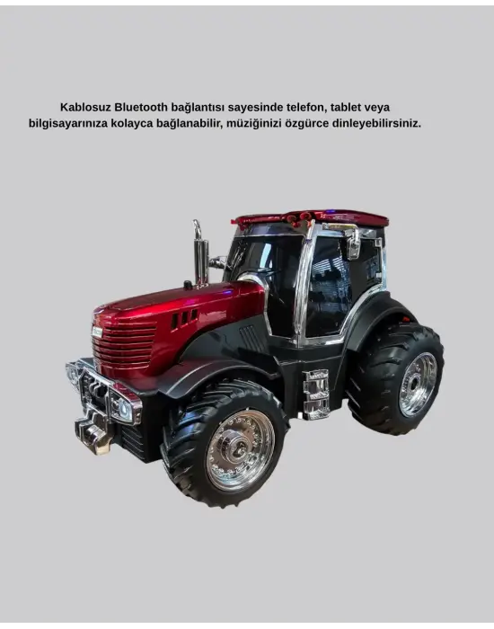 Bluetooth Nostaljik Traktör Hoparlör Led Işıklı 12w Güçlü Ses