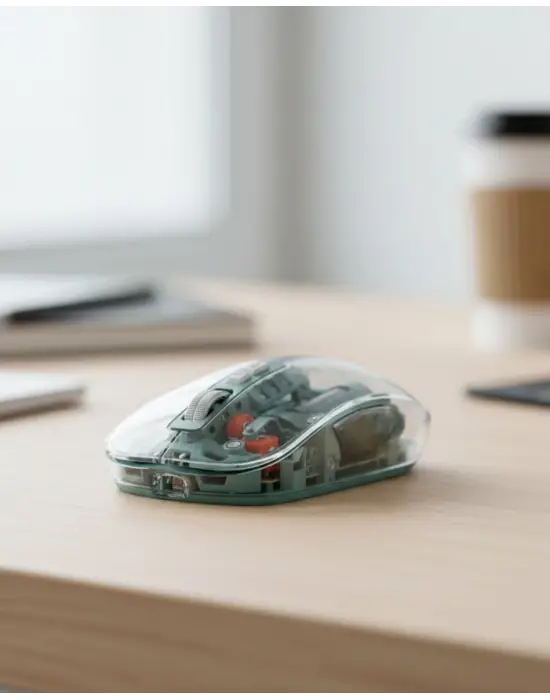 Bluetooth Ve 2.4g Usb Destekli Pilli Kablosuz Şeffaf Mouse