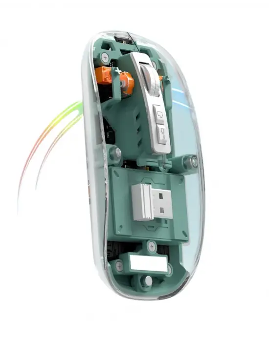 Bluetooth Ve 2.4g Usb Destekli Pilli Kablosuz Şeffaf Mouse