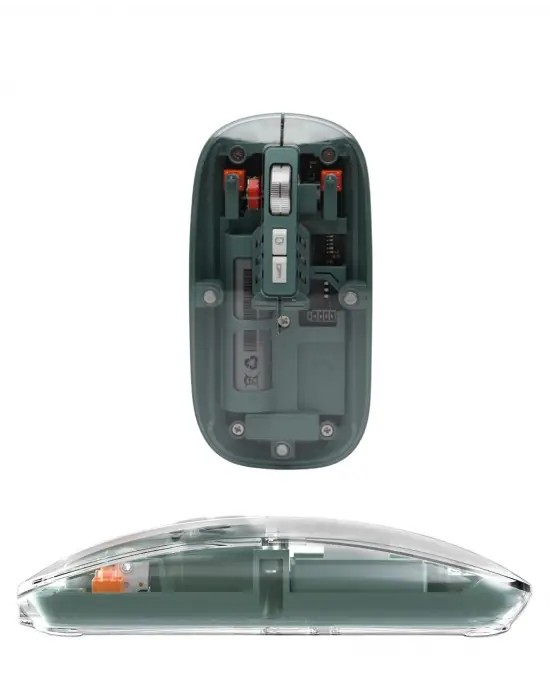 Bluetooth Ve 2.4g Usb Destekli Pilli Kablosuz Şeffaf Mouse