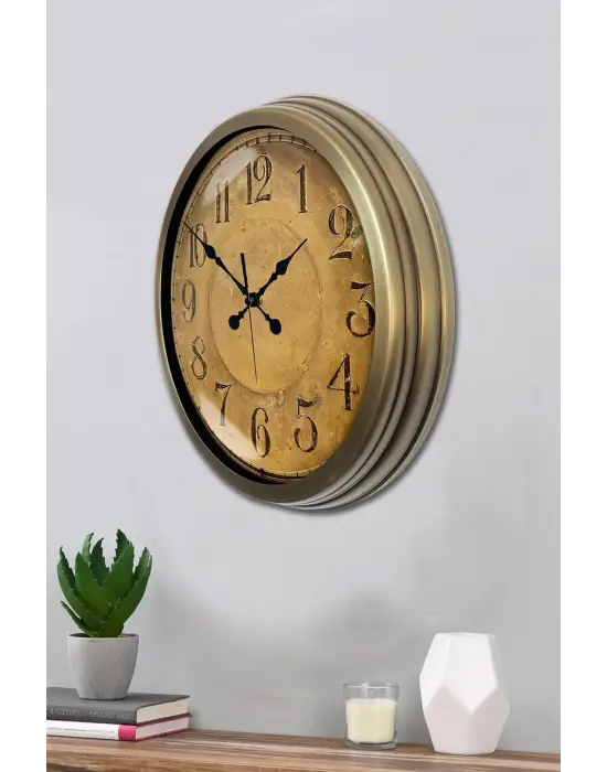 Bronz Nostalji 40 Cm Metal Eskitme Duvar Saati