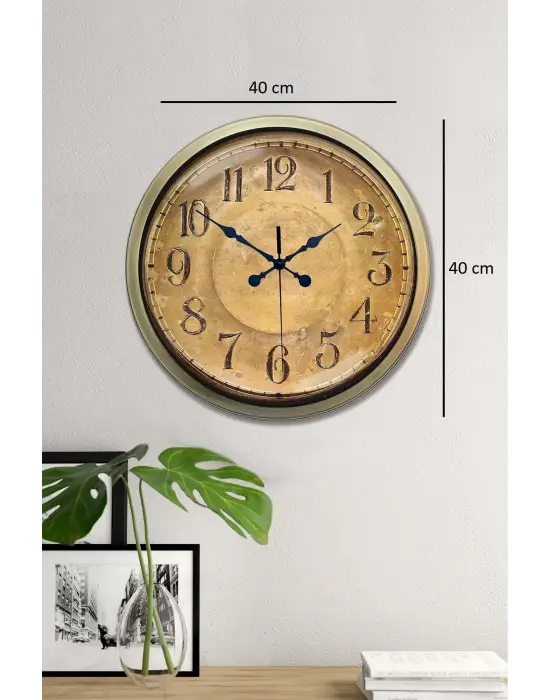 Bronz Nostalji 40 Cm Metal Eskitme Duvar Saati