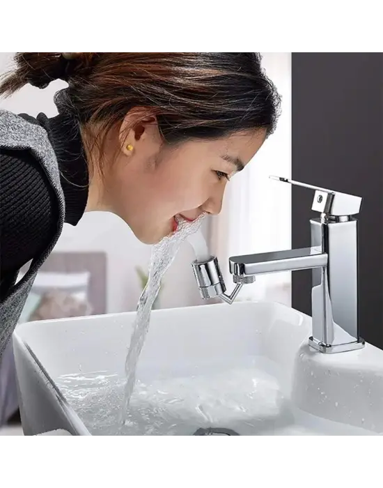 Buffer Krom Görünümlü Plastik Kolay Yerleştirilebilen Banyo Tuvalet Bahçe Fonksiyonlu Musluk Başlığı