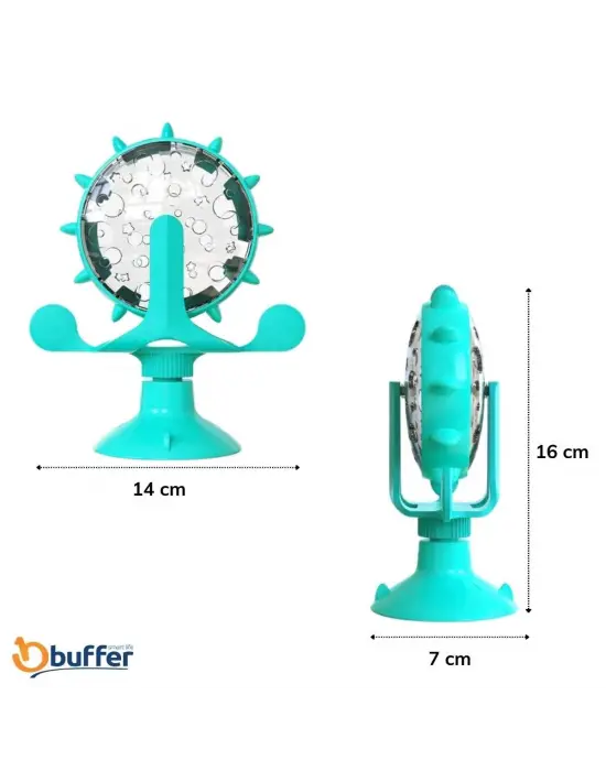 Buffer® Vantuzlu Zilli İnteraktif Dönebilen Mama Kaplı Renkli Eğlenceli Eğitici Kedi Oyuncağı