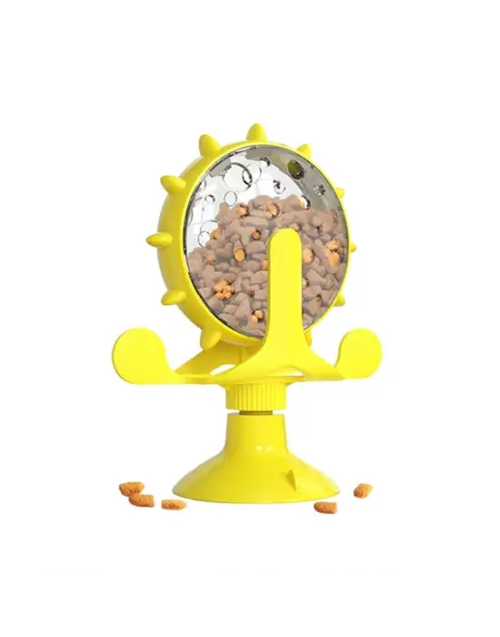 Buffer® Vantuzlu Zilli İnteraktif Dönebilen Mama Kaplı Renkli Eğlenceli Eğitici Kedi Oyuncağı