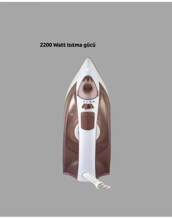 Buharlı Ütü 2200w Seramik Taban 300 Ml Kahverengi Dikey Ütüleme