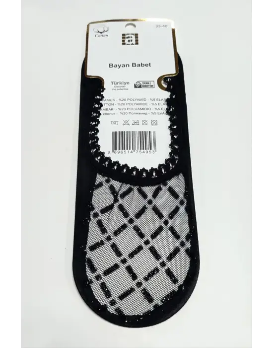 Çarpı Dantel Babet Çorap