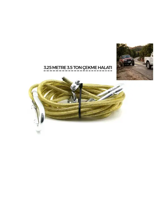 Çelik - Pvc Kaplamalı 3.5 Ton 3.25mt Oto Çekme Halatı
