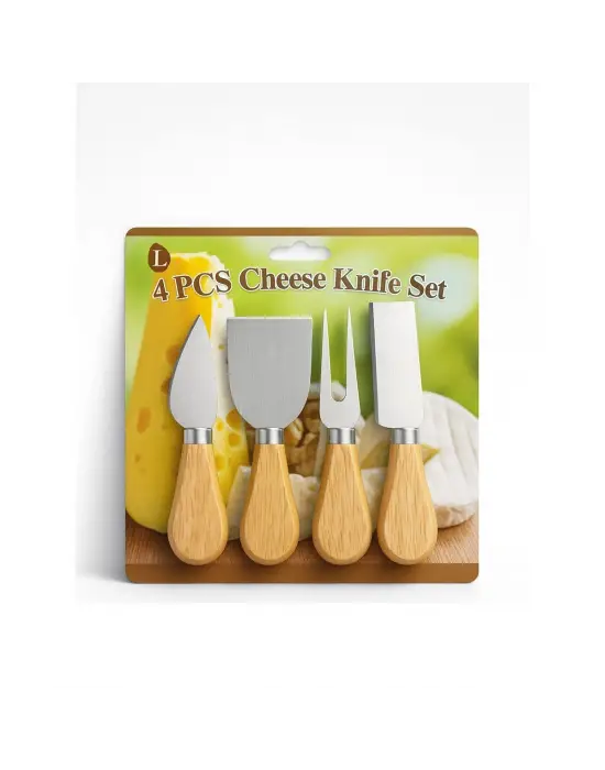 Cheese Knife Set 4pcs Peynir Bıçak Seti Ahşap Bambu Saplı