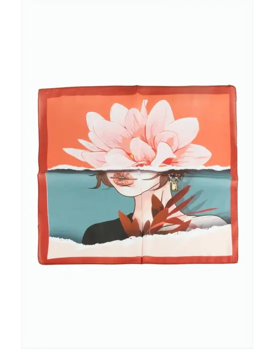 Çiçek Desenli Zr Şifon Fular 50*50 cm