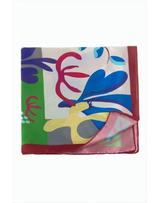 Çiçek Desenli Zr Şifon Fular 50*50 cm
