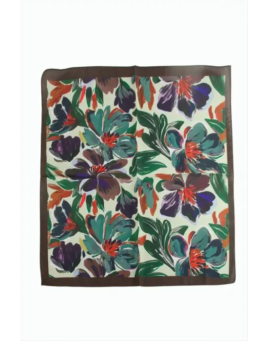 Çiçek Desenli Zr Şifon Fular 50*50 cm