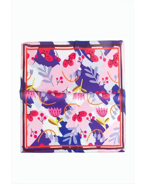 Çiçek Desenli Zr Şifon Fular 50*50 cm