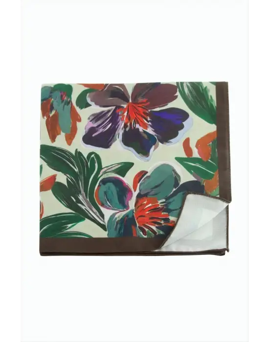 Çiçek Desenli Zr Şifon Fular 50*50 cm