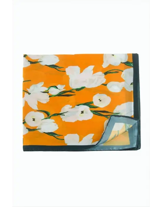 Çiçek Desenli Zr Şifon Fular 50*50 cm