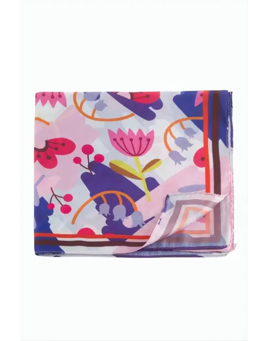 Çiçek Desenli Zr Şifon Fular 50*50 cm