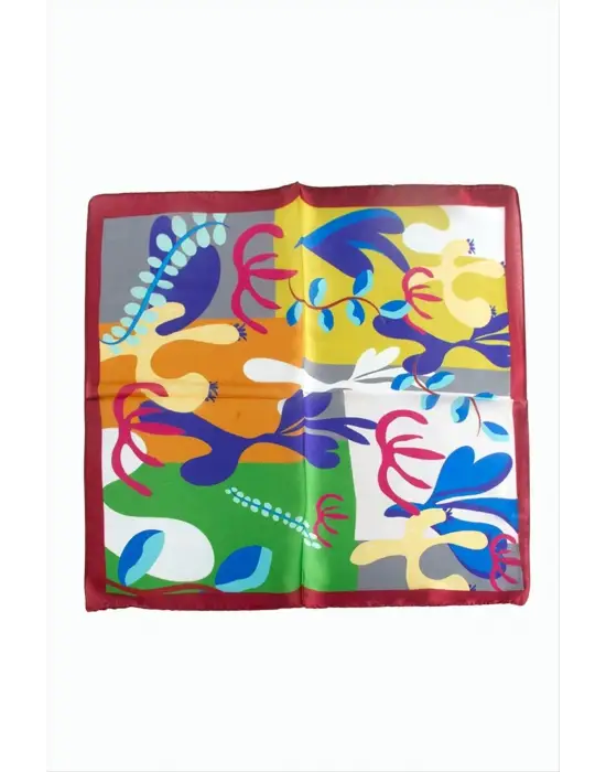 Çiçek Desenli Zr Şifon Fular 50*50 cm