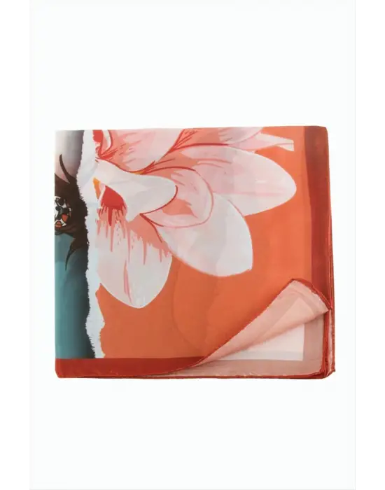 Çiçek Desenli Zr Şifon Fular 50*50 cm