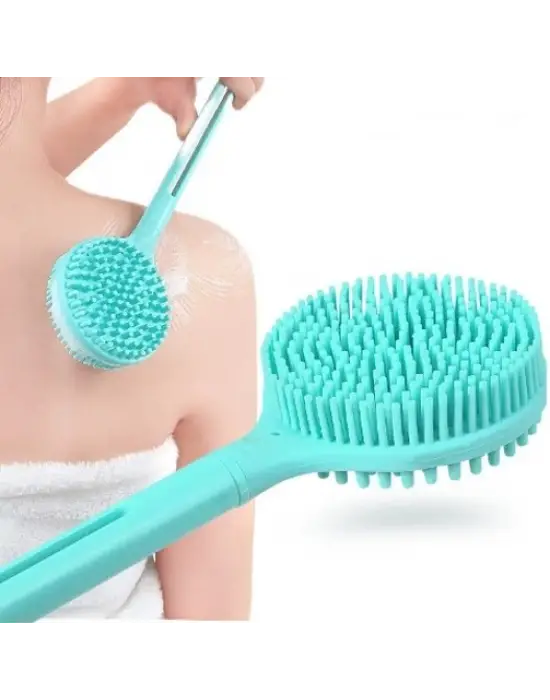 Çift Taraflı Silikon Uzun Saplı  Banyo Fırçası Cm-331