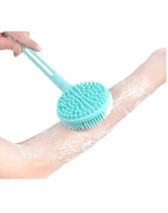 Çift Taraflı Silikon Uzun Saplı  Banyo Fırçası Cm-331