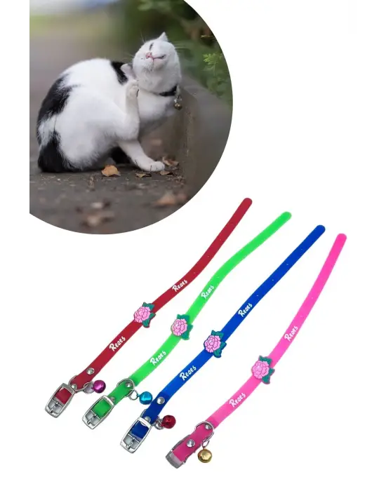 Çıngıraklı Zilli Sevimli Renkli Slikon Kedi Köpek Boyun Tasması