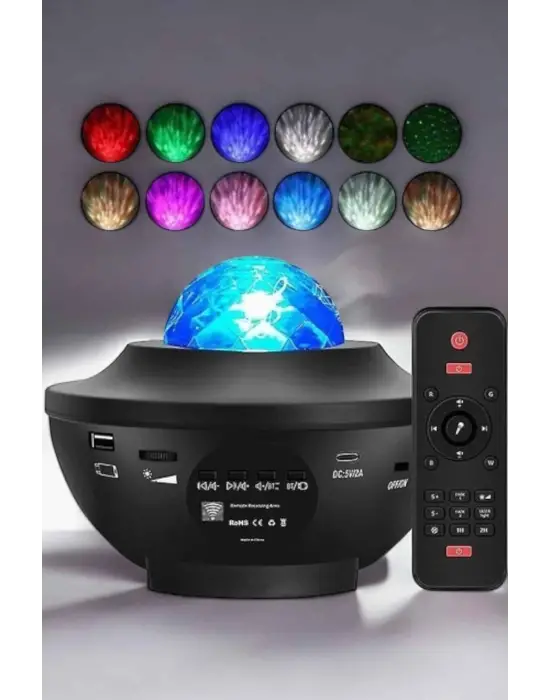 Çocuklara Özel Şarjlı Bluetooth Hoparlör Parti Led Lambası Yıldızlı Projeksiyon