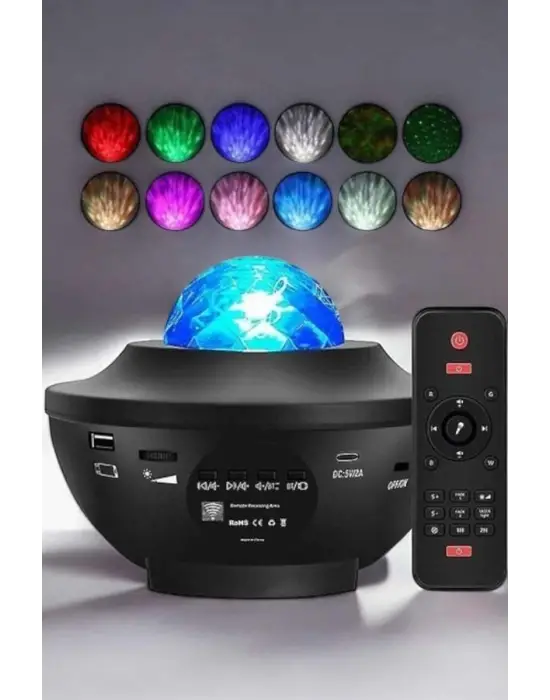 Çocuklara Özel Şarjlı Bluetooth Hoparlör Parti Led Lambası Yıldızlı Projeksiyon