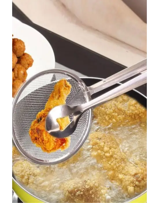Çok Amaçlı Süzgeçli Paslanmaz Metal Haşlama Ve Kızartma Maşası