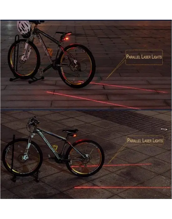 Çok Fonksiyonlu Pilli Bisiklet Led Lazer Işığı Arka Stop Lambası