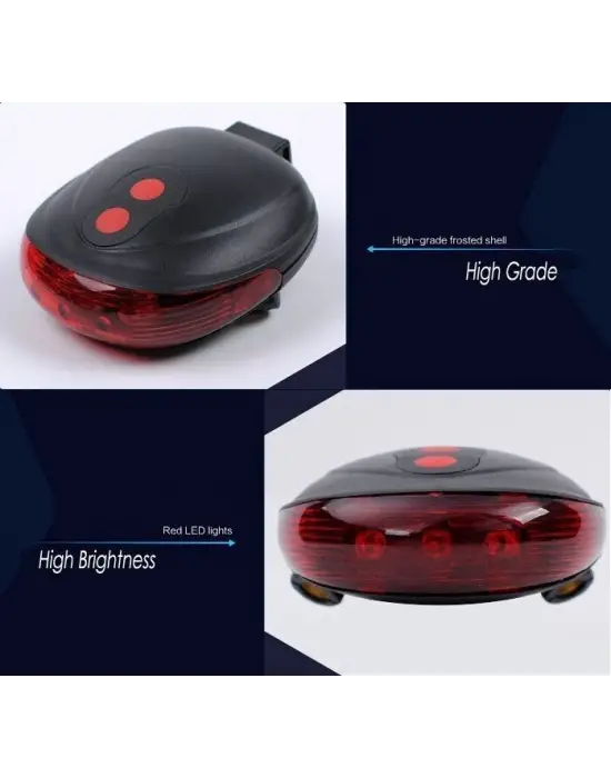 Çok Fonksiyonlu Pilli Bisiklet Led Lazer Işığı Arka Stop Lambası