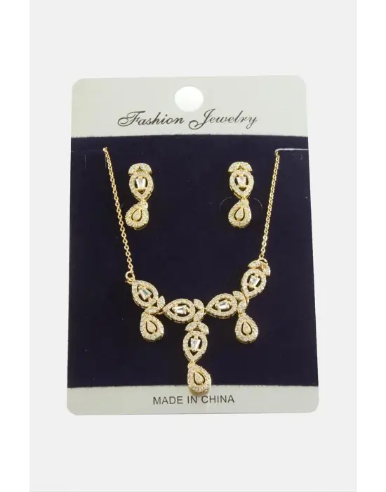Damla Zirkon Taşlı Set Kolye