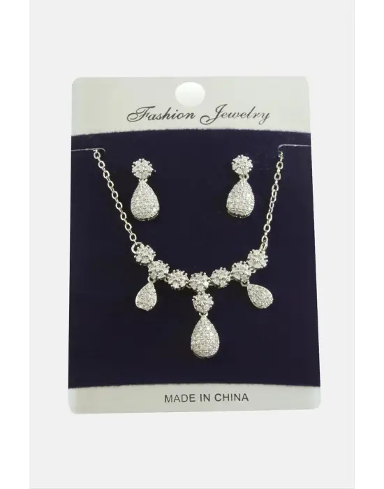 Damla Zirkon Taşlı Set Kolye