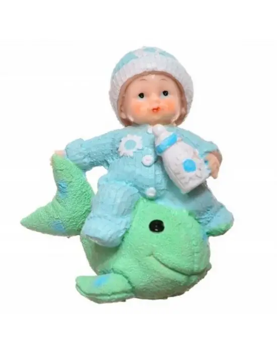 Decotown Hediyelik Sevimli Mavi Bebek Biblo Polyester Süs Eşyası