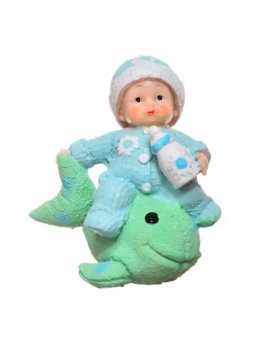 Decotown Hediyelik Sevimli Mavi Bebek Biblo Polyester Süs Eşyası