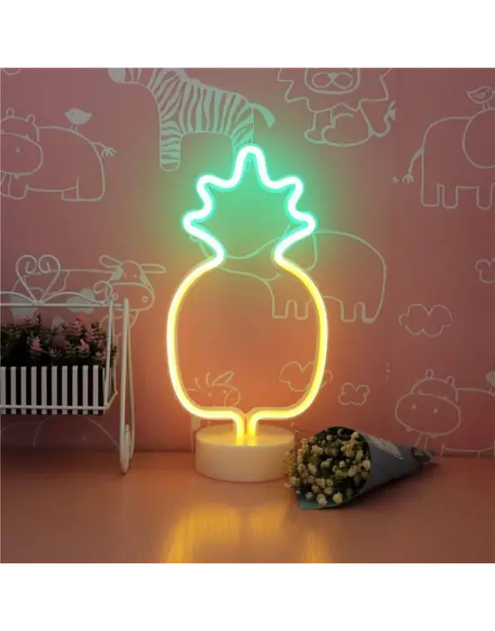 Dekoratif Ananaslı Neon Led Masa Ve Gece Lambası Hediyelik Lamba