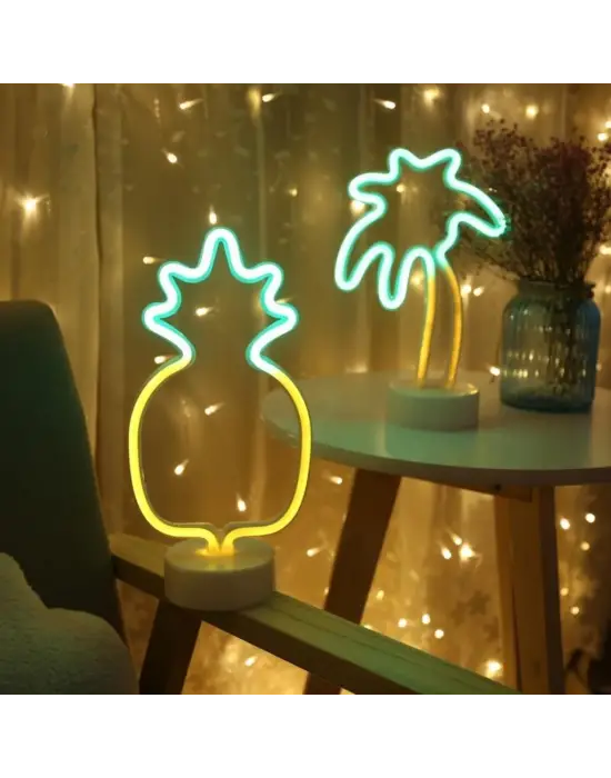 Dekoratif Ananaslı Neon Led Masa Ve Gece Lambası Hediyelik Lamba