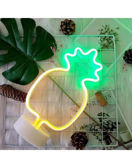 Dekoratif Ananaslı Neon Led Masa Ve Gece Lambası Hediyelik Lamba