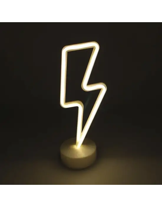 Dekoratif Şimşek Şeklinde Pilli Neon Led Lamba Süs Masa Lambası