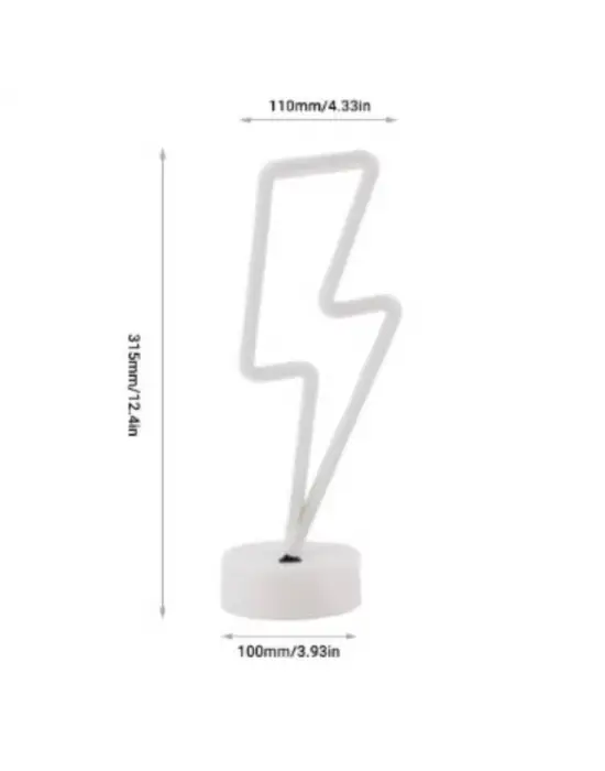 Dekoratif Şimşek Şeklinde Pilli Neon Led Lamba Süs Masa Lambası