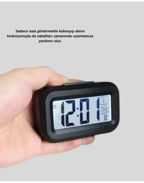 Dijital Masa Saati Sensörlü Aydınlatmalı Alarm Ve Sıcaklık Ölçerli