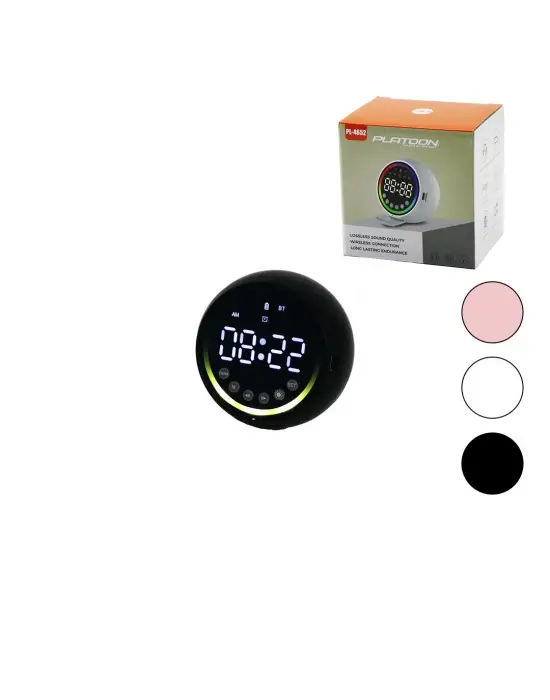 Dijital Saat - Bluetooth Wireless Mini Hoparlör Speaker Usb Şarjlı - Işıklı 5w Pl-4652