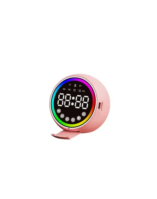 Dijital Saat - Bluetooth Wireless Mini Hoparlör Speaker Usb Şarjlı - Işıklı 5w Pl-4652