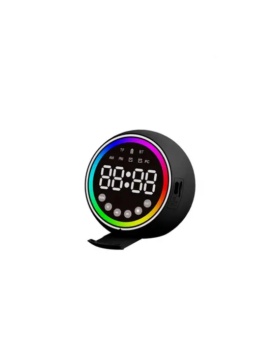 Dijital Saat - Bluetooth Wireless Mini Hoparlör Speaker Usb Şarjlı - Işıklı 5w Pl-4652
